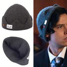 Riverdale Jughead Jones Cosplay Beanie Crown Knit Hat,Riverdale Jughead Jones Cosplay Gorro Corona Sombrero Tejido,Gorro deportivo y cálido de punto. - Gris Oscuro - Ver 2