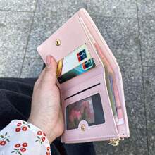 Large Capacity Solid Color Minimalist Women's Wallet For Students Ins Style Hot Pink For Women Wallet Purse Wallet Small Wallet - Pink - View 4