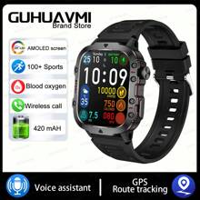 GUHUAVMI 1PC GUHUAVMI 2024 New Outdoor Durable Black Smart Watch Men's 3ATM Waterproof Sports Fitness Ai Voice Wireless Call Smart Watch Suitable For Android IOS