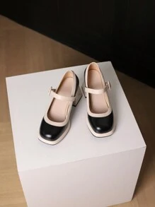 2024 Mới Xuân/Thu Mary Jane Bơm, Đế Chống Thấm Nước, Khóa Kéo, Chun Gót, Giày Nữ - Màu be - Xem 5