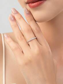 MODIAN 925純銀經典閃耀婚禮訂婚承諾新娘戒指女士珠寶禮物 - 銀色 - 查看 3