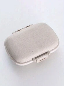A Solid Color Plastic Double-Layer 8-Cell Convenient Moisture-Proof Small Pill Box Is Suitable For Packaging For A Week, Which Is Conducive To Traveling With Small Pill Boxes - Beige - View 3