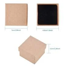 24Pcs Ring Box, 1.8x1.8x1.2 Inch Jewelry Gift Boxes Square Cardboard Jewelry Box With Foam Small Earring Ring Packing Box For Mother Birthdays Christmas Valentine Weddings - Brown - View 2