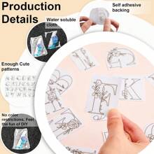 1Set Water Soluble Hand Sewing Stabilizers Wash Away Stabilizer For Embroidery Fabric Embroidery Stabilizers With Boho Pattern For Embroidery Hand Sewing Lover (Flower) (Letters) (Leaf)