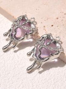 5pcs Punk Style Metal Lock Chain Liquid Heart Shaped Pendant, Suitable For DIY Bracelets, Necklaces, Earrings Accessories For Women