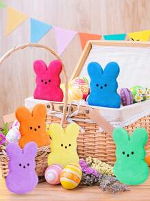 1PC Rabbit Plush Doll, Easter Bunny Plush Toys, Soft Simulation Stuffed Animal Doll, Colorful Easter Decorations, Birthday Easter Gifts - Blue - View 4