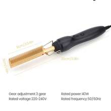 Black Heated Comb, Electric Ceramic Hair Straightener Comb For High Temperature Curly Hair Straight Hair, For Wet/Dry Hair, Beard Comb, Christmas Gift, Holiday Gift, Unisex - US A Type Plug(110-127V) - View 10