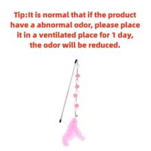 Cây Đũa Phép Màu Hồng Trắng Pom Pom Feather Teaser Cây Đũa Phép Cho Mèo Chơi Tương Tác - Hồng - Xem 6