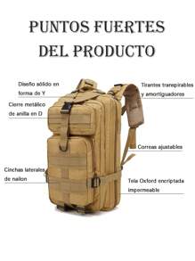 Mochila táctica Militar portátil Molle Molle Mochila, Mochila de Viaje de Camping de Ocio Multifuncional Viaje de Senderismo - Caqui - Ver 3