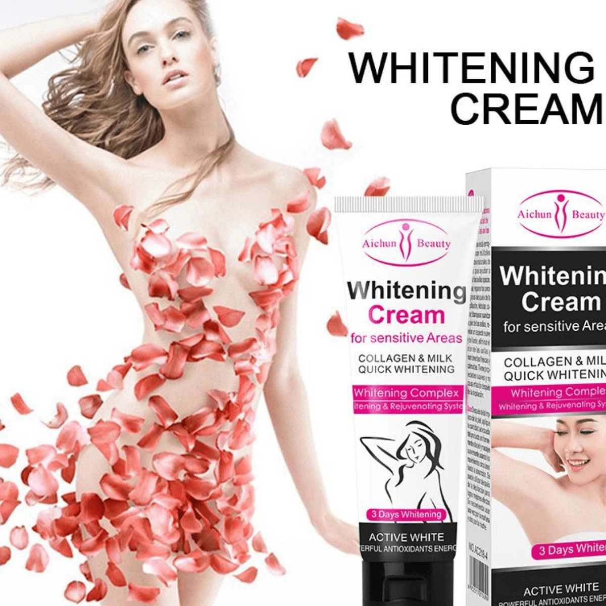 Crema blanqueadora de axilas  y Entre pierna, Zona intima - Blanco - Ver 1