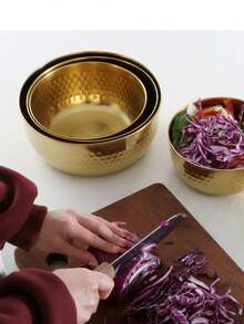 1 件韓式不鏽鋼沙拉碗金/銀,大號家用水果碗,螺螄麵碗,創意餐具,雪盤,雪盤1.5 公升/2.0 公升/2.5 公升/3.0 公升16 公分/18 公分/20 公分/22公分 - 金色 - 查看 11