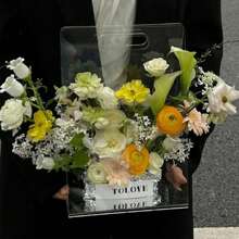 1pc Transparent Acrylic Gift Bag, Rose Floral Handbag Packaging Box, Festival Party Candy Gift Box, Portable Carrier Bag, Gift Wrapping Box - Clear - View 1