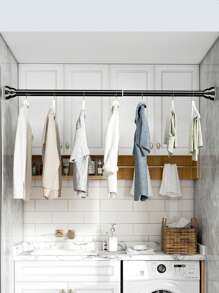 1入組伸縮杆,可縮短掛衣架和窗簾桿,衣櫃收納組合件,無需鑽孔,不鏽鋼和塑料衣櫥桿,沐浴窗簾桿,廚房櫥櫃伸縮桿 - 黑色 - 查看 7