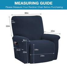 Stretch Recliner Cover, 4-Piece Anti-Slip Sofa Cover Jacquard Spandex Chair Cover With Bottom Side Pocket, Fleece Furniture Sofa Protector For Living Room, Bedroom - Navy Blue - View 11