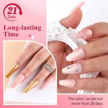 Arousar 7ml凝膠修護萬用透明亮粉色指甲油,新年美甲套裝,可浸泡於uv燈下做指甲,diy美甲自用或送禮給女性 - 裸粉色 - 查看 4