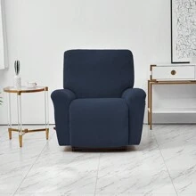 Stretch Recliner Cover, 4-Piece Anti-Slip Sofa Cover Jacquard Spandex Chair Cover With Bottom Side Pocket, Fleece Furniture Sofa Protector For Living Room, Bedroom - Navy Blue - View 1