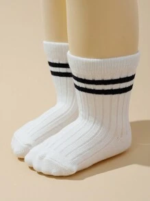 5 Pairs/Set Baby Boys' Double Needle Solid Color Mid-Tube Socks - Multicolor - View 6