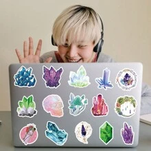 63张水晶贴纸，涂鸦乙烯基防水贴纸，适用于水瓶、笔记本电脑、手机、滑板、吉他、行李箱、剪贴簿、头盔、派对装饰 - 彩色 - 查看 7