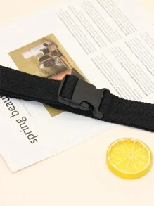 1 条时尚休闲帆布腰带，带塑料扣，可调节以适合牛仔裤夏季、秋季、万圣节 - 黑色 - 查看 4