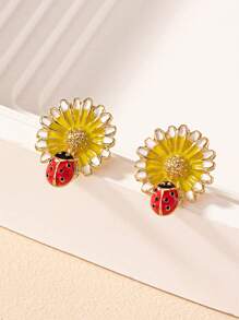 1 đôi vui tươi & Thanh lịch Men răng Bọ rùa & Hoa Bông tai stud , Thích hợp Đối với Nhiều loại Dịp , Như Lễ hội , Sinh nhật , Ngày Đêm , Dạ hội , Đám cưới , Các bữa tiệc , Kỳ nghỉ , Mua sắm , Hằng ngày Commute - Đầy màu sắc - Xem 15