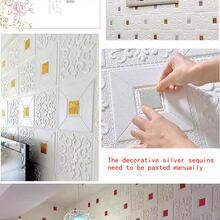 多尺寸6入組/12入組/60入組自粘彩色牆貼,圖案3d牆紙,現代風格,適用於牆面翻新、臥室裝修 - 銀色 - 查看 6