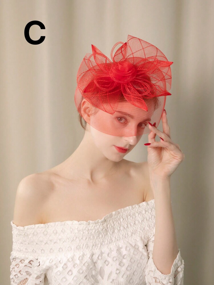1 件女士花朵面纱网状手工头饰，适用于新娘帽茶会生日赛马帽，带头饰优雅头饰发带发箍 - New style - 查看 7
