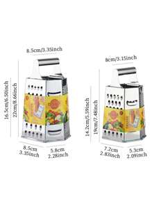 不銹鋼多功能六面刨刀和削皮器,奶酪刨刀,水果和蔬菜切片器和絲狀切片器 - 藍色 - 查看 2