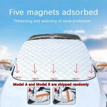 1pc Car Windshield Snow Cover With 5 Magnets, Winter Frost Guard Sun Shade Protective Front Window Cover For Car - Multicolor - View 1