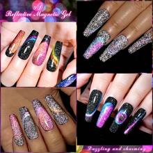 XEIJAYI 1支 8ml 9D反光猫咪磁性凝胶指甲油闪粉指甲油半永久可卸磁性UV凝胶美甲胶 - 粉色 - 查看 2