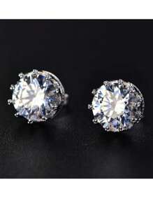 1 对复古 S925 纯银优雅单颗锆石耳钉，适合女性、生日、节日的高品质礼物