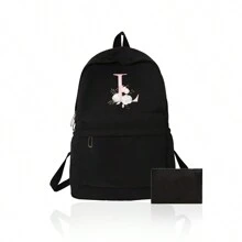 1 Set, A Black Printed Backpack And A Black Small Bag, Makeup Bag, Travel Storage Bag, Solid Color Cosmetics Wallet, Large Capacity Travel Makeup Bag: Very Suitable For Outdoor Beauty! Suitable For Weddings, Birthdays, Beaches, And Holidays, It Is The Best Gift For Family And Friends. This Is A Large Bag, Suitable For Students, Returning To School, And As A Gift For Teachers. It Is A Portable Leisure Storage Handbag, A Multifunctional Shopping Bag With A Novel Design And Large Capacity, Making It An Ideal Choice For Shopping - Black - View 36