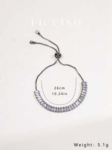 FICCINO 鍍金寬方晶鋯石網球手鍊,帶流蘇,可調式抽繩,適合日常佩戴和所有場合,女士手鍊 - 寬版網球手鍊 - 查看 9