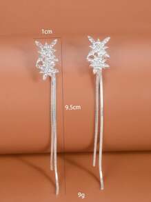 1對女士星星鑽石&流蘇耳環,日常生活和派對的百搭配飾 - 銀色 - 查看 5