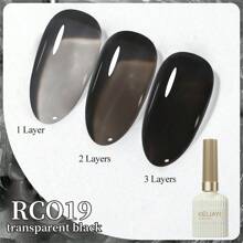 XEIJAYI 1瓶15毫升黑色凝胶指甲油，四季皆宜的美甲产品，可卸除LED凝胶指甲油，DIY家庭美甲沙龙，送给女性和女孩的美甲护理礼物 - 黑色 - 查看 4