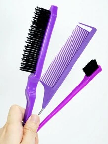 Bộ 3 lược - 1 lược đuôi nhọn, 1 lược viền tóc, 1 lược chải ngược, lược hai mặt nhọn dùng để tạo kiểu tóc, thích hợp để tạo hình lông mày, chải tóc dài, trang điểm, dụng cụ làm tóc tại salon. - Nhiều màu - Xem 3
