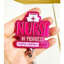 Retractable Id Badge Reel, Suitable For Nurses - Pink - View 4