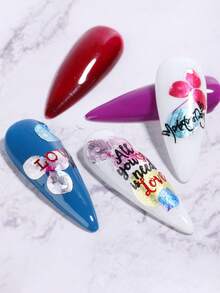 2 Miếng Đầy màu sắc Hoa Lá cây Màu xanh lá Đỏ  Miếng dán móng tay 3D Và Giấy dán , Lãng mạn Lá cây Thực vật Giấy dán Trang trí móng Làm móng tay Tự dính Hình dán - Nhiều màu - Xem 2