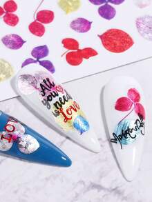 2 Miếng Đầy màu sắc Hoa Lá cây Màu xanh lá Đỏ  Miếng dán móng tay 3D Và Giấy dán , Lãng mạn Lá cây Thực vật Giấy dán Trang trí móng Làm móng tay Tự dính Hình dán - Nhiều màu - Xem 3