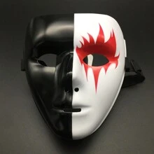 Street 1pc Men Flame Pattern Fashion Costume Face Shield, For Party - Multicolor - View 3