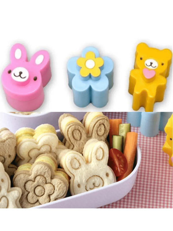 3pcs/Set Sandwich Cutters Cookie Bread Mold Rabbit Panda Flower Bento Box Decorating Tools Kitchen Gadgets