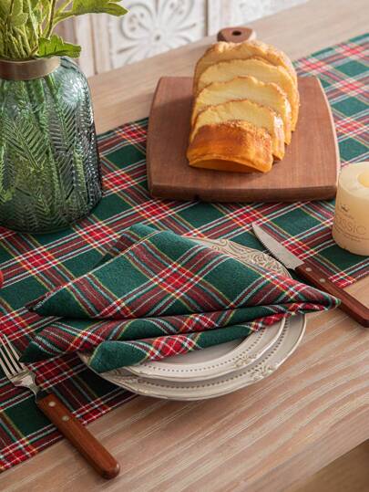 聖誕紅綠格子餐巾,室內使用
