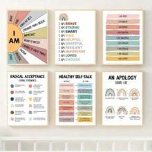 6 cái Tích cực Lời khẳng định tranh sơn dầu Treo tranh , Sanh trưởng tranh sơn dầu Áp phích , Sức khỏe Treo tranh In hoa , Liệu pháp Văn phòng Trang trí , Hoàn hảo Qủa tặng Đối với Phòng khách Phòng ngủ Hiện đại Văn phòng Trang trí tường , Khung trang trí - Nhiều màu - Xem 1