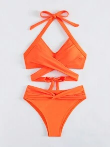 Bộ đồ tắm có dây đeo chéo đi biển mùa hè - trái cam - Xem 9