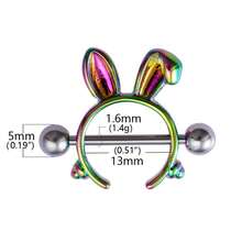 1 Pieza Joyería De Piercing De Pezón De Oreja De Conejo De Acero Inoxidable Personalizada Y Moderna Para Protección De Alergias - Plateado - Ver 2