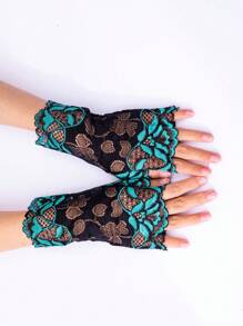 1 đôi găng tay ren hở ngón cho nữ, găng tay lưới thoáng khí nhiều màu sắc kiểu thủy thủ, viền hoa gợi cảm, thích hợp cho lái xe, đi xe máy, đám cưới vào mùa xuân/hè. - găng tay nửa ngón - Xem 6