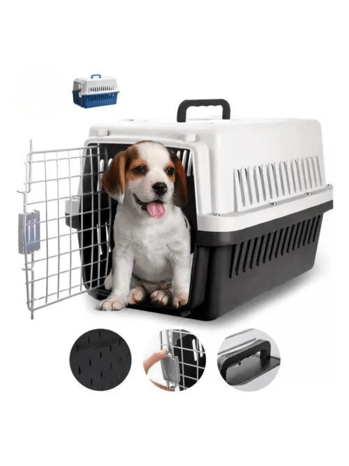 Jaula transportadora de mascotas pequeñas (perros, gatos, conejos, etc.) - Azul - Ver 1