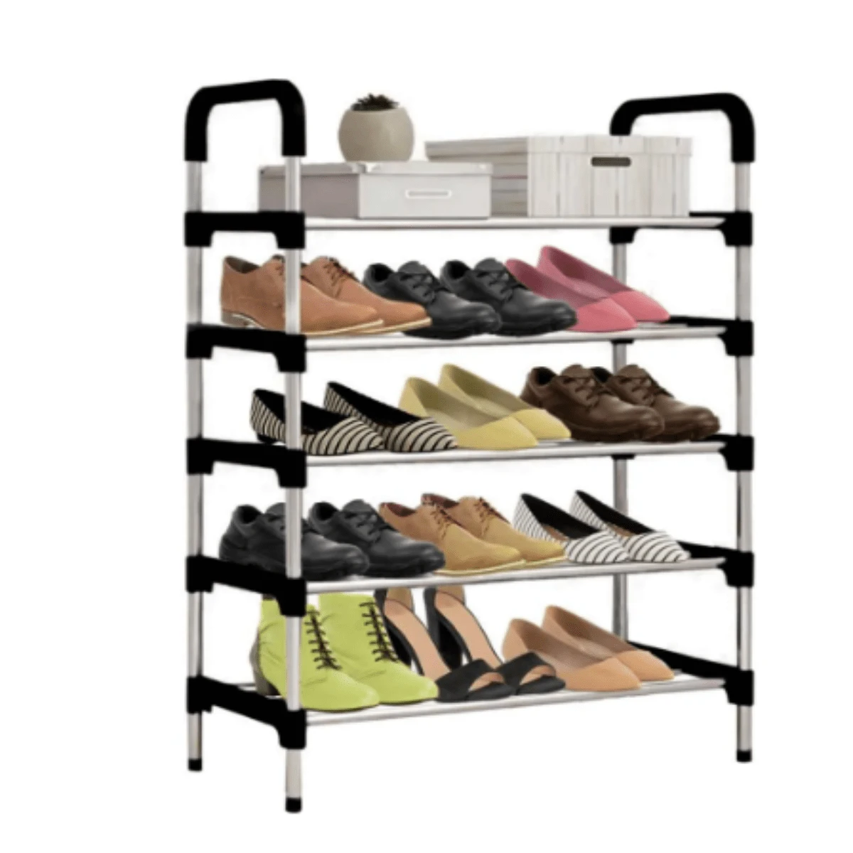 Zapatero estante de almacenamiento para el hogar de 5 niveles - Plateado - Ver 1