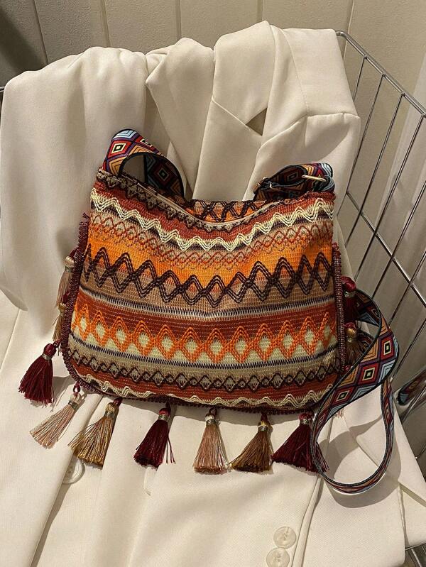 Retro Characteristics Of Small Bags Women's 2025 New Internet Celebrity Leisure Travel Shoulder Bag Fashion Girl Crossbody Tassel Bag, Vintage Bag For Women