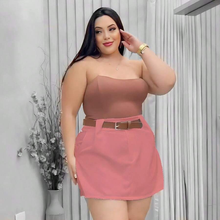 Plus Size Skirts - Rusty Rose - View 1