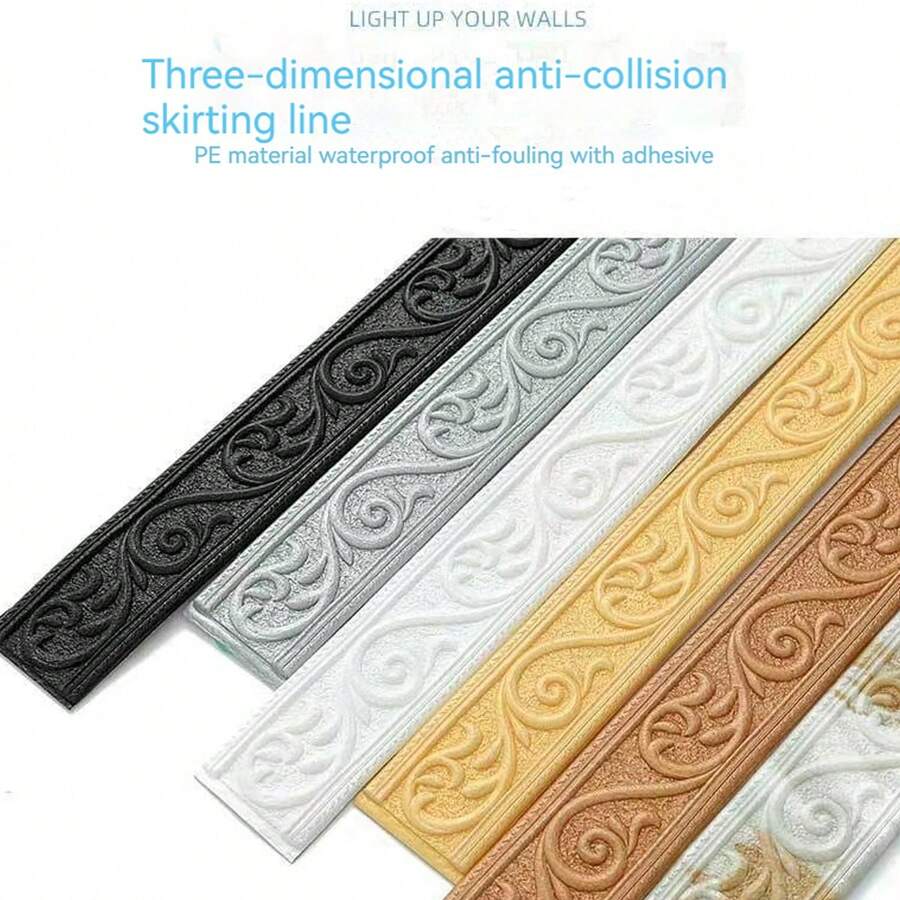 1pc SelfAdhesive Kickboard Line Edge Banding Strip, Waterproof & AntiCollision Wall Corner